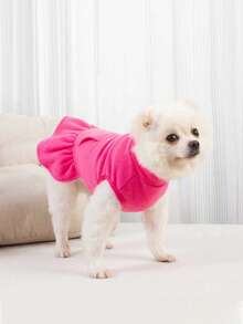 Solid Color Minimalist Dog & Cat Pet Dress, Autumn/Winter, Anti-Shedding, Suitable For Indoor & Outdoor Use