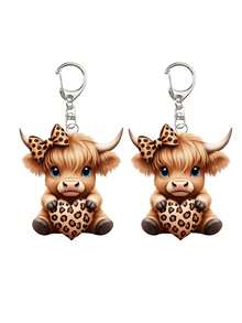 高地牛亚克力包挂饰、豹纹爱心亚克力车挂饰、可爱卡通小牛钥匙扣包挂饰、龙虾扣挂饰、可爱牦牛豹纹爱心图案挂饰、耳机挂饰、手机壳挂饰——非常适合挂在车钥匙、背包和手提包上。也是母亲节、教师节、万圣节、圣诞节等节日的绝佳礼物。 - 彩色 - 查看 12