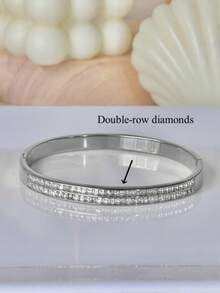 1 件优雅不锈钢银色时尚防水手链首饰女士 - 銀色 - 查看 23