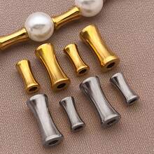 10 件不锈钢竹珠金属管珠小骨节合金银竹隔珠散珠适用于珠宝制作饰品手链项链用品 DIY 手工制作 - 彩色 - 查看 3