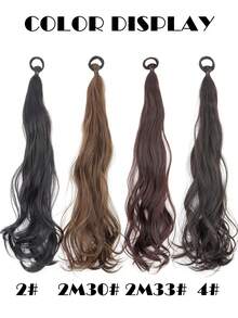 Synthetic Hair Extension Wrap Around Ponytail Bun Hairpiece Messy Curly Elastic Hair Tie Bowknot Bun And Updo Hair Extensions Suitable For Women's Everyday Wear - Brown-Black