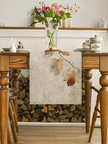 1 pieza Camino de mesa con rama de arce otoñal y pequeños frutos - Mantel de poliéster con inspiración vintage con diseño realista de hojas y frutos de otoño, perfecto para reuniones festivas y decoración diaria de la mesa, decoración de mesa - 13x35.4/47.2/63/72/78.7 pulgadas