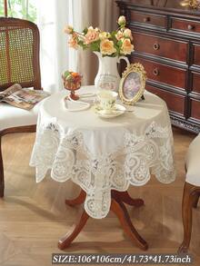 1 件天鹅绒面料优雅 3D 金色刺绣蕾丝边桌布，矩形或方形，适用于厨房、餐厅、会议桌，四季皆宜，防污耐热，家居和派对/婚礼装饰