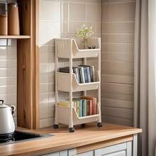 White Multi-Layer Plastic Storage Shelf, Portable Stackable Basket Organizer For Bathroom Bedroom Kitchen Nursery, Colorful Practical Toy Clothes Sundries Rack, Space Saving Freestanding Shelving Unit, Easy Assembly Home Decor - 3 lớp màu trắng - Xem 4