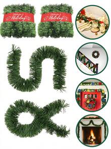 118.11inch Artificial Dense Christmas Decoration Green Grass Garland, Artificial Pine Greenery Garlands, Holiday Decoration Soft Green For Outdoor Indoor Use Artificial Greenery Garden Or Party Wedding, Christmas Fireplaces Decor, Able Indoor Outdoor Front Door Porch Home Decor, Home Decor Christmas Decorations Room Decor