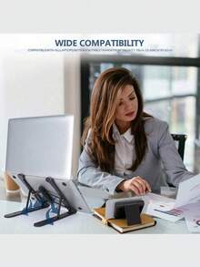 1PC Universal Laptop Tablet Stand, Hanging Plastic Folding Portable Stand, Easy To Increase Height And Heat Dissipation 7-Level Adjustable Portable Foldable Laptop Stand Cooling Holder ﻿,Laptop Stand, Desktop Folding, Mobile Phone, Tablet Height Increasing, Suspended Stand, Portable With Heat Dissipation Base