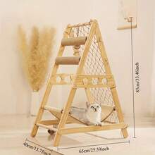 SUNFIONA Multi-Level Cat Tree Tower With 2 Scratching Posts, Sturdy Wood Construction - Modern A-Frame Design, Space-Saving Indoor Cat Activity Center For Climbing, Scratching, Resting - Ideal For Single Or Multiple Cats, Cat Climbing Tower, Modern Pet Furniture