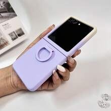 Luxury Korean Style Minimalist Gradient Purple Candy Color Phone Case, Compatible With Samsung - Gradient White and Purple - View 2