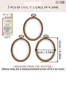 3 قطع/4 قطع أطواق تطريز خشبية بنية داكنة بطراز رجعي، أطواق تطريز DIY بطراز عتيق، أطواق غرزة متقاطعة، أطواق تطريز، أطواق لتعليق أحلام الريح، مصنوعة من ABS وPVC متين، مع خطافات معدنية برونزية للتعليق، يمكن استخدامها كديكور للحقائب والملابس والهواتف والمفاتيح، ديكور هالوين وعيد الميلاد، ديكور المكتب والسرير، تعليق السيارة، تشمل 16 إبرة تطريز للخياطة والاستخدام المنزلي