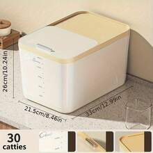 10LB/20LB/30LB Airtight Food Storage Container, Moisture & Pest Proof, Easy Press Dispenser, With Measuring Cup, Ideal For Rice, Grains, Sugar, Flour And Pet Food Storage, Great For Kitchen, Home And Commercial Use