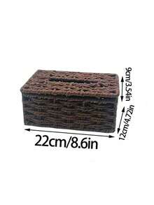 1pc Woven Tissue Box Holder, Rectangular Covered Tissue Box, Rattan Tissue Box Rack, Bohemian Style Woven Tissue Box Holder, Suitable For Bathroom, Bedroom, Shelf, Living Room, Dining Room Decor & Storage, Halloween Tissue Box Decor, Christmas Gift - Multicolor - View 19