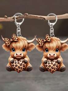 高地牛亚克力包挂饰、豹纹爱心亚克力车挂饰、可爱卡通小牛钥匙扣包挂饰、龙虾扣挂饰、可爱牦牛豹纹爱心图案挂饰、耳机挂饰、手机壳挂饰——非常适合挂在车钥匙、背包和手提包上。也是母亲节、教师节、万圣节、圣诞节等节日的绝佳礼物。 - 彩色 - 查看 2