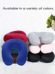 旅行枕颈枕飞机枕旅行车内居家办公室旅行颈部飞行枕按扣带软套，U 型颈枕便携式学生成人枕垫，在学习或乘车、办公室或其他旅行时支撑颈部并保护颈椎（充气）无枕头，如果您介意请不要下单 - 彩色 - 查看 3