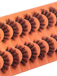 10对柔软蓬松自然3D水貂毛假睫毛化妆套装，水貂毛睫毛延长，短款睫毛，磁性睫毛 - 眼尾拉長款 - 查看 8