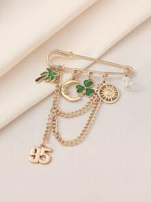 1 chiếc ghim cài áo mặt dây chuyền hình cây cọ, cỏ ba lá, mặt trời và mặt trăng trang nhã dành cho ngày lễ Thánh Patrick, kèm dây tua rua, thích hợp cho phụ nữ đeo hàng ngày, trong các lễ hội, tiệc tùng, có thể điều chỉnh để vừa vặn với eo, dùng để trang trí mũ, tạo kiểu đa năng. - Nhiều màu - Xem 3