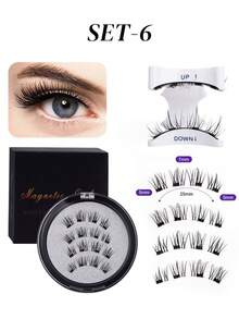 Set da 4 pezzi di eyeliner magnetico e ciglia magnetiche - Ciglia finte riutilizzabili dall'aspetto naturale, creano un effetto 3D allungante e arricciante, senza bisogno di colla, comodo da indossare, forte adesione magnetica, ciglia finte in mink da 5-11 mm, adatte per uso quotidiano, impermeabili, riutilizzabili, ideali per feste, appuntamenti e altro
