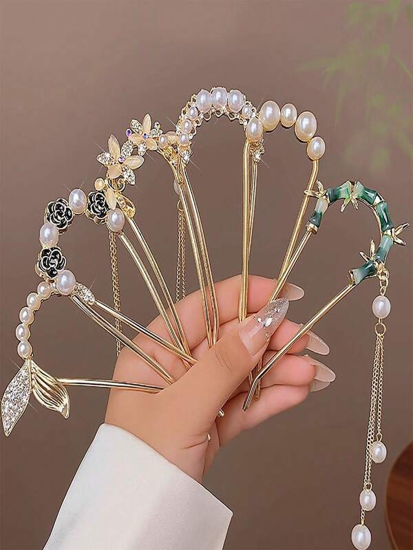 BUCICE Presilha de cabelo elegante em formato de U para mulheres, novo estilo de acessório para cabelo com borlas e grampo, um item indispensável para penteados presos, outono, acessórios de cabelo femininos, ferramentas para cabelo, artigos para cabelo, acessórios de beleza, presentes, viagens, presentes para mulheres, artigos para cabelo, lembrancinhas.