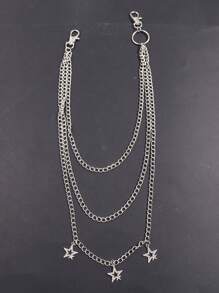 1pc Punk Rock Multi-Layer Silver Metal Hollow Star Pants Chain, Gothic Fashion Accessory Halloween Fathers Day Gift School Jewelry Men Y2k Accessories Men's Chains Jeans Accessories Gothic Jewellery Back To School Street Halloween Accessories Streetwear Accessories