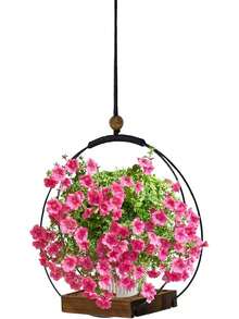 Indoor Plant Hanging Planter, Black Plant Hanger With Sturdy Wooden Base, Modern Boho Plant Holder For Wall, Ceiling, Window, Home Decor (Plants/Pots Not Included)