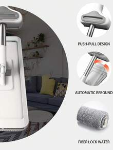 2pcs Replacement Mop Pads, Large Automatic Self-Wringing Flat Mop, 360° Rotatable Adjustable Cleaning Mop, Dry & Wet Dual Use, Hands-Free Super Microfiber Mop, Suitable For Hardwood Floors And Window Cleaning, 2025 New Household Cleaning Tool