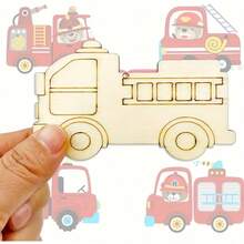 10pcs Wooden DIY Craft Fire Truck Shapes, Suitable For Painting, Graffiti Art And Home Decor - Great For Weddings, Birthdays And Parties