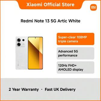 Redmi Note 13 5G (8+256GB) – Dimensity 6080, 108MP Triple Camera, 6.67" FHD+ AMOLED 120Hz, 5000mAh, 33W Fast Charge, IP54 – Lightweight Powerhouse For Everyday 5G Essentials