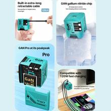 W&O Bộ sạc tường nhanh 3 trong 1 GaN 120W 3 trong 1 với bộ đổi nguồn 100-240V đa năng, cáp thu gọn 32 inch, phân bổ nguồn thông minh để sạc nhiều thiết bị, bảo vệ quá tải/nhiệt độ, thiết kế ổ cắm nhỏ gọn cho ổ cắm đông đúc – Tương thích với iOS 16/15/S25 Ultra, vật dụng thiết yếu cho phòng ký túc xá đại học, phụ kiện bàn làm việc Nan - Xem 3