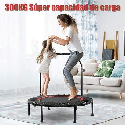 Trampolín para Ejercicio Plegable 102CM Trampolin de Ligas Fitness Adultos con Mango Ajustable, Resistente,Silencioso y Estabilidad, para Uso en Interiores y Exteriores