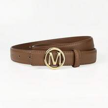 Unisex Vintage Belt With Smooth Letter Metal Buckle, PU Leather, Fashionable Design, Suitable For Jeans, Suits, Dresses - Ideal For Dates, Holidays, Parties, Casual Outings. Multiple Colors Available, Great Gift For Friends And Family For Christmas, Halloween, Oktoberfest And More