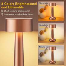 Yogle Modern LED Desk Lamp, With Touch Control, 3 Levels Of Brightness, Rechargeable Battery, Antique Metal Finish, USB-Powered Adjustable Desk Lamp, Suitable For Bedrooms, Living Rooms, And Offices, Solid Color With Color-Changing Function