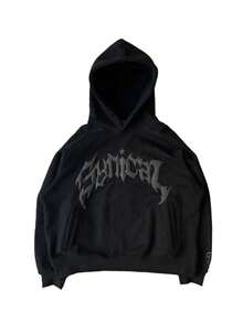 Y2K Street Double Hat Oversized Hoodie Black Full Face Mask Zip Hoodie With Embroidery - 黑色 - 查看 2