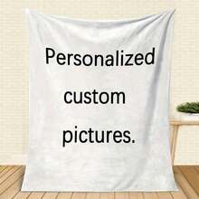 1pc Customizable Photo Print Flannel Blanket - Personalized Wool Blanket With Printed Design, Machine Washable, Soft All-Season Bedspread, Suitable For Couples, Anniversary, Wedding, Valentine's Day Gift, Modern Home Decor, Personalized Throw, Best For Christmas, Simple, Custom, Personalized, Unique, Ideal Gifts For Him, For Anniversaries, For Valentine's Day, For Graduation, For Father's Day, For Weddings, For Housewarming, Sofa, Bed, Car, Tea Room, Bedroom, Bathroom, Living Room, Dining Room - 彩色 - 查看 8