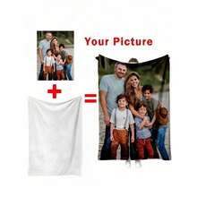 1pc Customizable Photo Print Flannel Blanket - Personalized Wool Blanket With Printed Design, Machine Washable, Soft All-Season Bedspread, Suitable For Couples, Anniversary, Wedding, Valentine's Day Gift, Modern Home Decor, Personalized Throw, Best For Christmas, Simple, Custom, Personalized, Unique, Ideal Gifts For Him, For Anniversaries, For Valentine's Day, For Graduation, For Father's Day, For Weddings, For Housewarming, Sofa, Bed, Car, Tea Room, Bedroom, Bathroom, Living Room, Dining Room - 彩色 - 查看 11