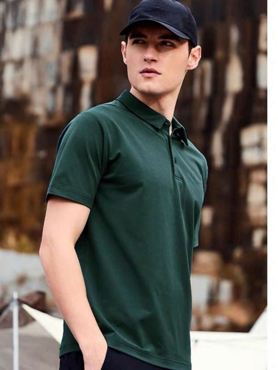 Men's PLAIN POLO Shirt Premium Cotton Pique Fabric Promotion - 軍綠色 - 查看 1