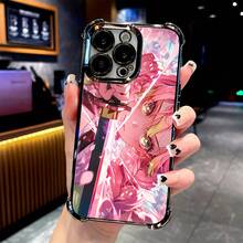Funda de Teléfono de Personaje de Espadachín de Anime Rosa para iPhone 16 15 14 13 12 11 Pro Max X XR XSMAX 8 7 Plus, Cubierta Trasera Transparente Suave a Prueba de Golpes - transparente - Ver 6