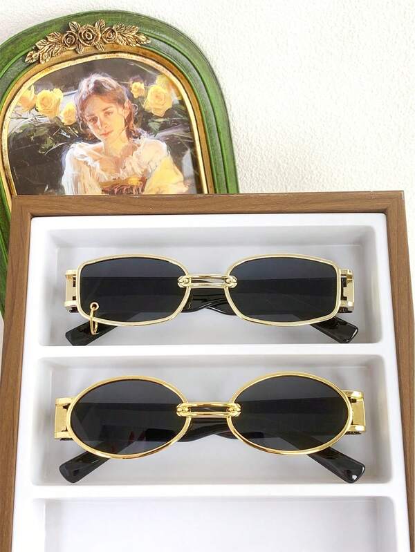 2pcs Square Women's Fashion Fashion Glasses, New Y2K Street Style Eyewear