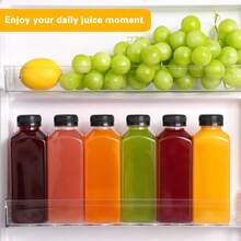 12pcs, 8oz Plastic Juice Bottles With Lids, 4oz, 5oz, 12oz, 16oz Reusable Beverage Bottles, Mini Fridge Bottles, Plastic Mini Juice Containers For Juicing, Smoothie Making, Tea And Homemade Drinks