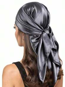 1 chiếc khăn vuông/khăn bandana bằng satin màu trơn 90cm*90cm, khăn trùm đầu/khăn choàng nhẹ đa năng dành cho nữ, tối giản và thời trang cho trang phục hàng ngày, đi biển, nghỉ lễ, du lịch. - màu xanh lá - Xem 4
