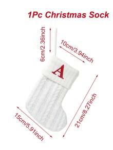 1pc White Knit Christmas Stocking, Xmas English Letters Snowflake Hanging Stockings, For 2025 Christmas Party Decoration,2026 New Year Party Favors Supplies, Christmas Room Decoration, Personalized Initial Christmas Stocking, Family Holiday Xmas Home Room Decor,Christmas Tree Ornaments, Christmas Eve Surprise Gifts Package,Christmas Sock Costumes, Christmas Gift Party Favor - White Christmas Letter Knitted Socks - View 14