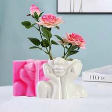 Silicone Girl Face Vase Mold With Hands On Cheeks – Resin, Plaster & Cement Casting Mould For DIY Flower Pot, Pen Holder, Home Decor Crafts