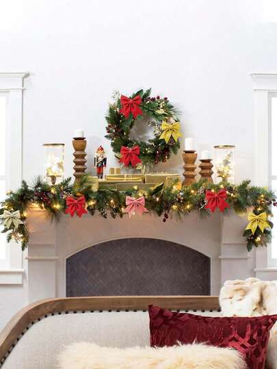 1pc/5pcs/10pcs Christmas Barn Door, Christmas Tree, Snowy Landscape Party Theme Gold Powder Christmas Confetti Bowknot Decor