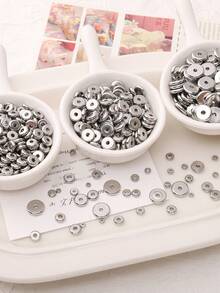 100PCs Stainless Steel Flat Round Spacer Beads Separators Beads For Jewelry Making Metal Steel Color Diy Accessories,Thick Spacer Beads,Rounded Donut Jewelry Making Spacers Bead Caps & Bead Cones Jewelry Making Charms Jewelry Charms - Steel Color-100pcs - View 4