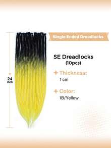 24 Inch Dreadlock Extensions Thick 1cm Single Ended Synthetic Dreads Extensions Hippie Style Fake Dreads 10 Strands SE Crochet Dreadlocks Extensions For Girls - Two-Tone - View 3