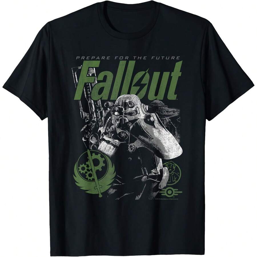 Fallout Video Game Brotherhood Of Steel Armor T-Shirt - màu đen - Xem 1