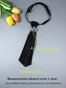 1pc Elegant Detachable Collar With Rhinestone, Chain, Crown And Wing Decor, Fashion Scarf For Women - Black - View 6