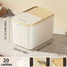 10LB/20LB/30LB Airtight Food Storage Container, Moisture & Pest Proof, Easy Press Dispenser, With Measuring Cup, Ideal For Rice, Grains, Sugar, Flour And Pet Food Storage, Great For Kitchen, Home And Commercial Use