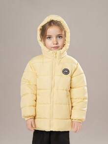 SOLOCOTE 年轻女孩可爱冬季口袋拉链前连帽棉衣，温暖舒适，圣诞礼物 - 黃色 - 查看 2