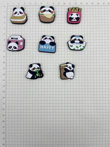 8pcs/Set Cute Panda Animal Pattern Accessories For DIY Sandals, Bracelets, Phone Decorations, Suitable For Beach, Holiday, Birthday Gifts