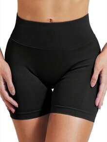 3pcs Women's Sports Shorts, Short Seamless Elastic Leggings, High Waist Opaque Yoga Shorts, Suitable For Fitness, Running, Cycling, Yoga, Sports And Casual Wear.