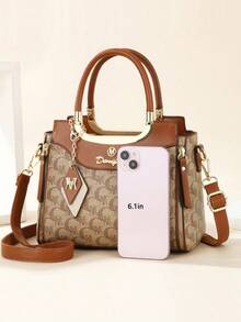 新款时尚高端印花母女包三件套女士手提包 - 棕色 - 查看 6